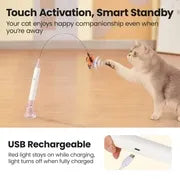 Spinning Butterfly Cat Toy Wand – Rechargeable Electric Touch-Activated Interactive Cat Teaser with Suction Cup, Self-Play & Handheld Modes, Durable Automatic Play for Indoor Kittens and Cats #SummerVibes #petlovers