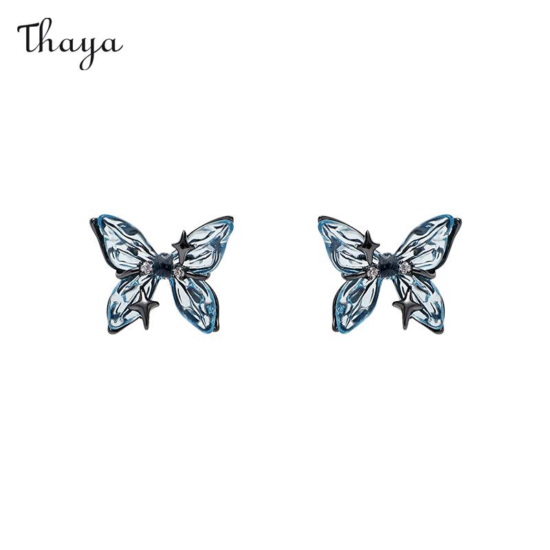 Thaya Dark Blue Butterfly Jewelry Set