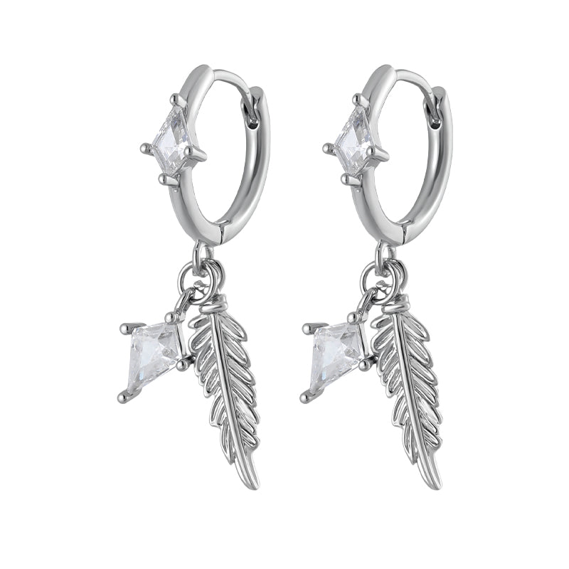 Thaya Feather Dangle Hoop Earrings