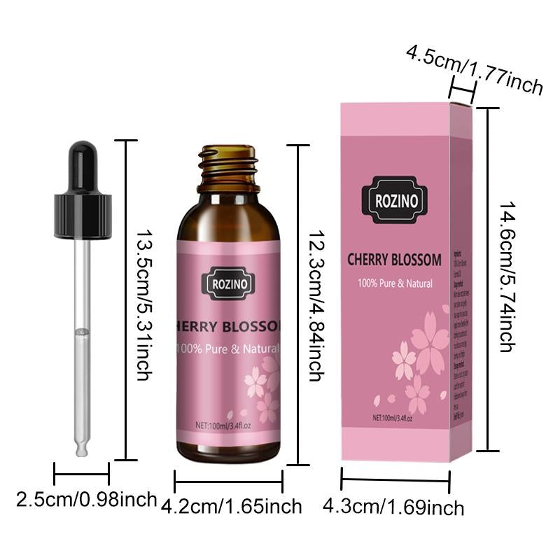 Rozino 100% Pure Natural Cherry Blossom Oil - Safe & Sustainable Curly Hair Treatment Blend for Haircare - 100ml Bottle