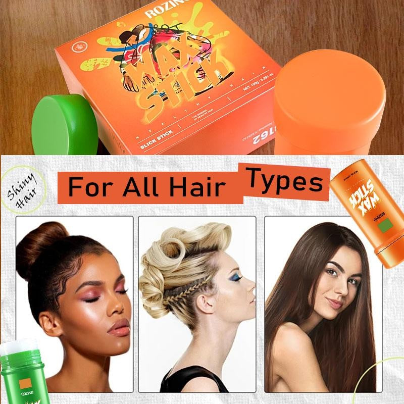 ROZINO 2PCS Hair Wax Stick with Coconut Oil Non-Greasy Styling Wax Hair Pomade Stick for Flyaways & Edge Frizz Hair Care