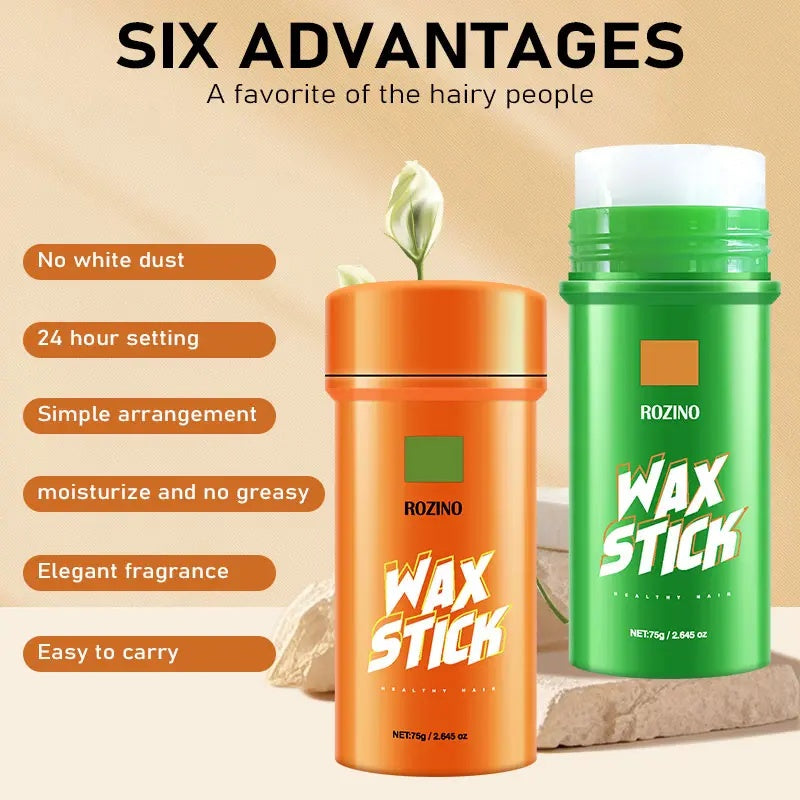ROZINO 2PCS Hair Wax Stick with Coconut Oil Non-Greasy Styling Wax Hair Pomade Stick for Flyaways & Edge Frizz Hair Care