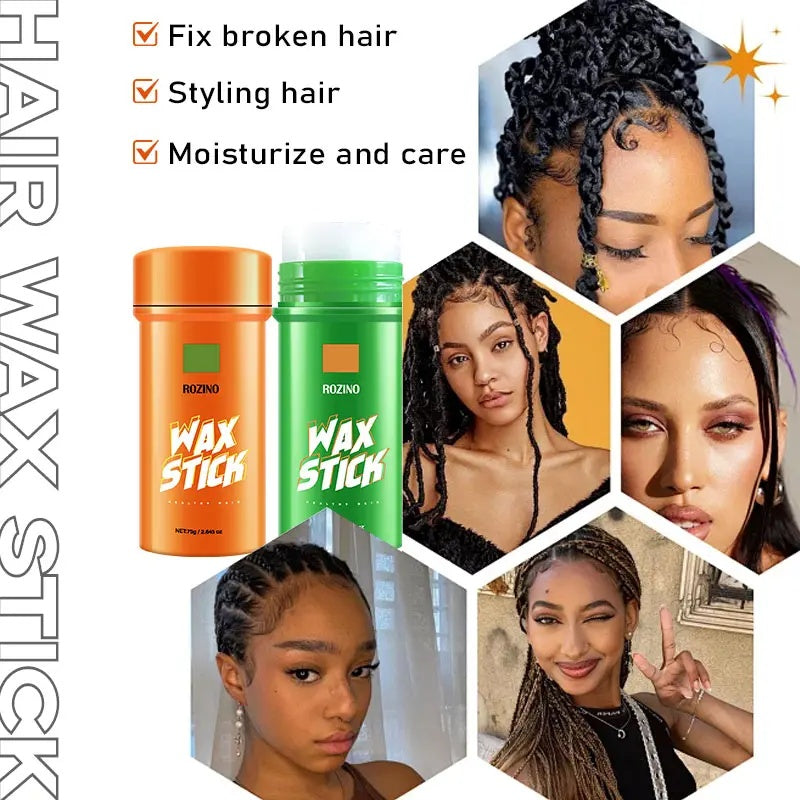 ROZINO 2PCS Hair Wax Stick with Coconut Oil Non-Greasy Styling Wax Hair Pomade Stick for Flyaways & Edge Frizz Hair Care