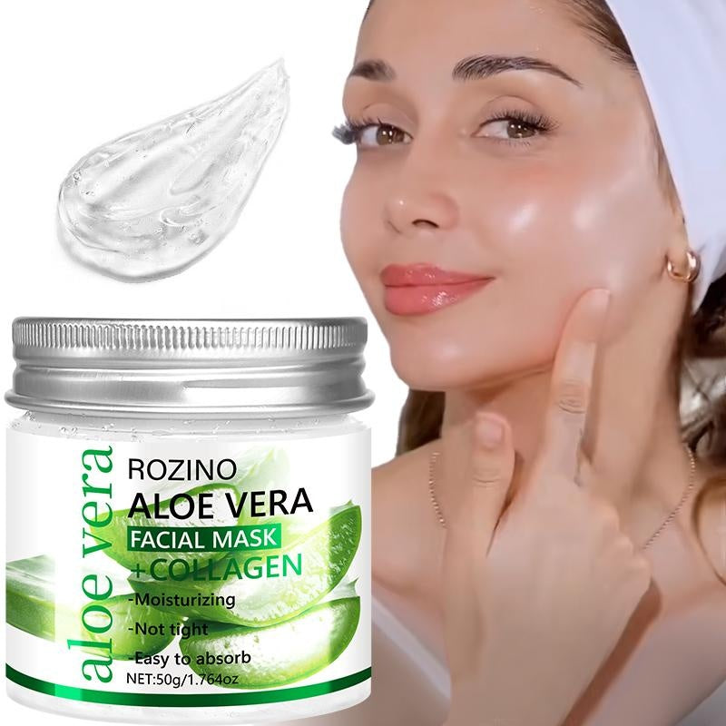 Rozino Aloe Vera & Collagen Facial Mask - Moisturizing Night Care for Smooth Soft Skin Texture - 50g