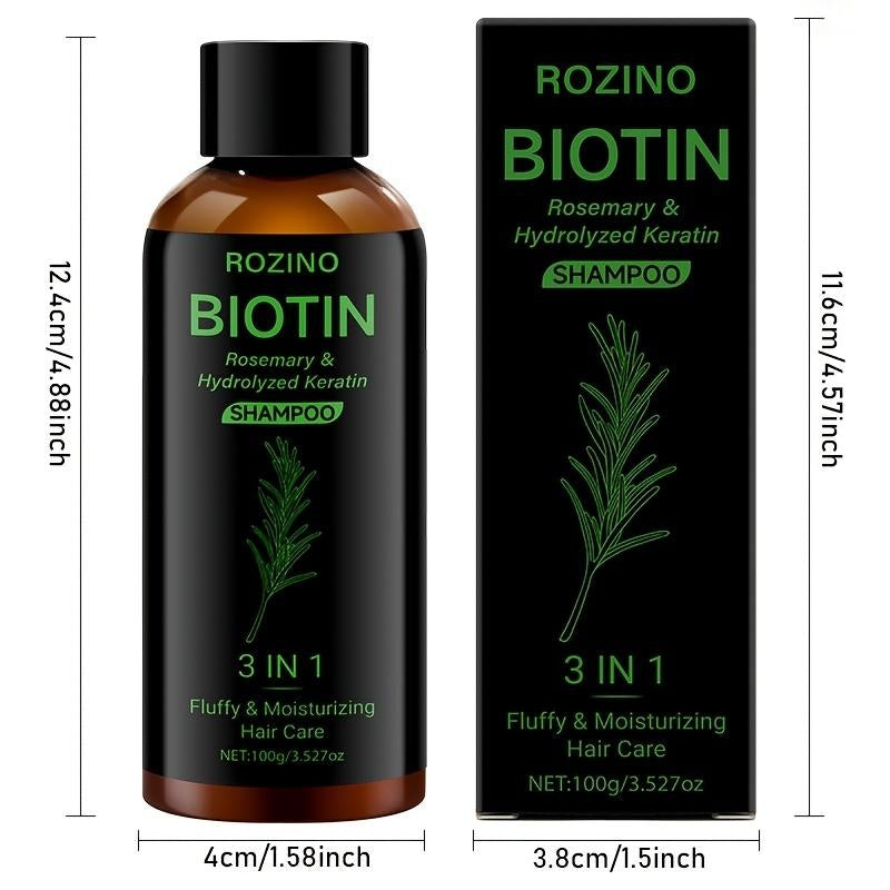 Rozino Biotin Rosemary Shampoo: 3 - in - 1 with Hydrolyzed Keratin for Premium Hair Care
