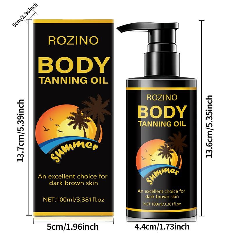 ROZINO Body Tanning Oil - Summer - Ready Sun - Kissed Skin Sunless Self Tanner Bronzing Lotion