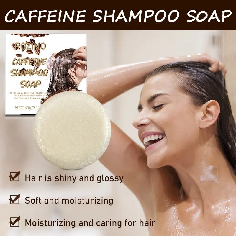 ROZINO Caffeine Shampoo Soap - Deep Cleansing for Scalp Hair Loss, Organic Hair Oil Control, Solid Shampoo for Hair Growth, Refreshing & Hydrating Soap, 60g