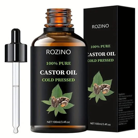 ROZINO Castor Oil: All - in - One Care for Hair, Skin & More! Cold - Pressed & Pure