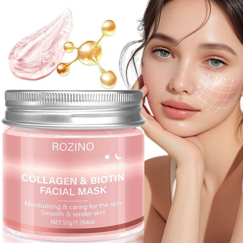 ROZINO Collagen & Biotin Facial Mask - Hydrating & Caring for Smooth & Tender Skin - 50g
