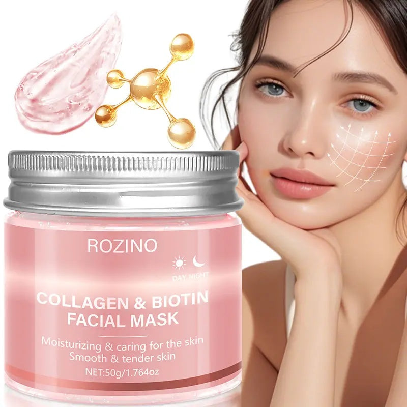 ROZINO Collagen & Biotin Facial Mask - Hydrating & Caring for Smooth & Tender Skin - 50g