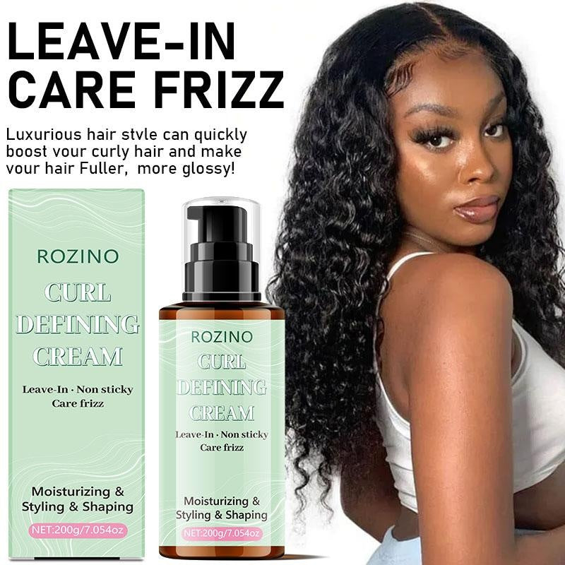 ROZINO Curl Defining Cream - Gentle Non-Washing Formula for Healthy Curls & Frizz Control - 200g Moisturizing Styling Shaping Leave-In Product