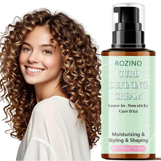 ROZINO Curl Defining Cream - Gentle Non-Washing Formula for Healthy Curls & Frizz Control - 200g Moisturizing Styling Shaping Leave-In Product