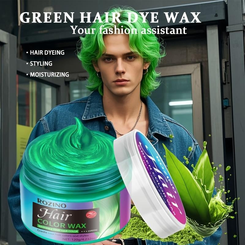 ROZINO Green Hair Coloring Styling Wax for Men - Long Lasting Natural Color Therapy Shampoo & Moisturizing Care for Beard Growth & Haircare