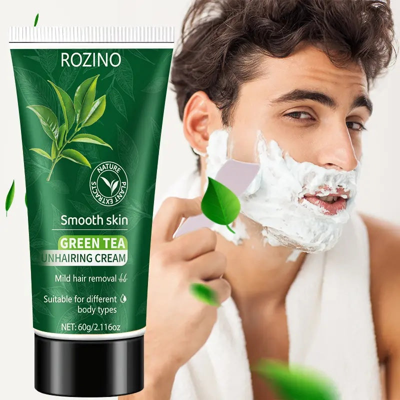 ROZINO Green Tea Hair Removal Cream - Mild & Non-Irritating Formula for Easy Lip Hair Removal Without Black Spots