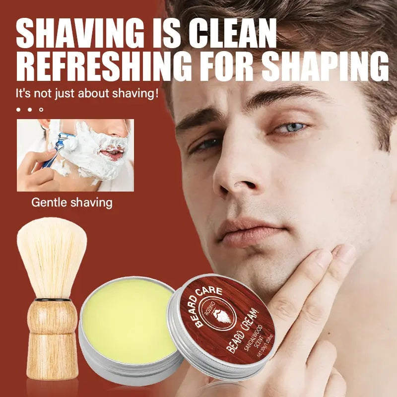ROZINO Men's Beard Care Shaving Cream - Sandalwood Scented Grooming Essential Facial Moisturizer Foam Cleansing 30g