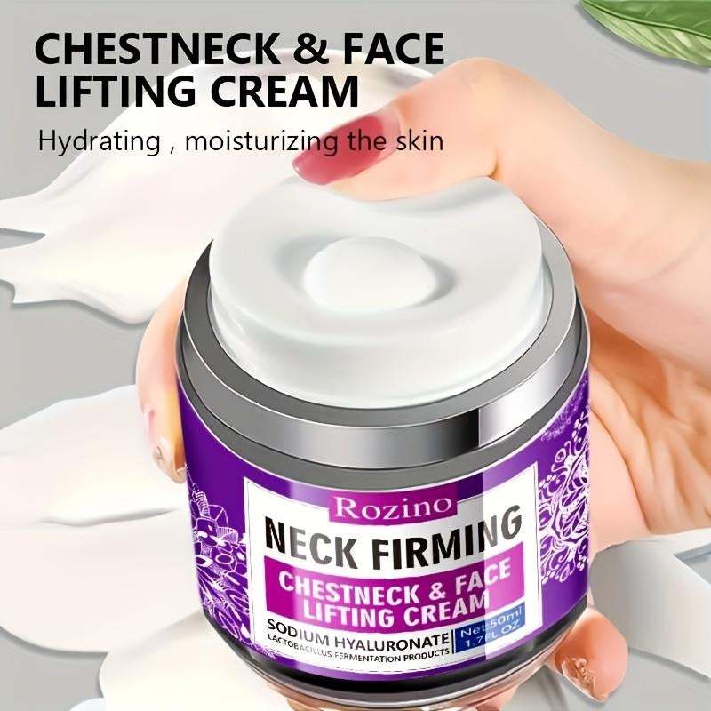 Rozino Neck Firming Cream - Lightweight Moisturizing Hydrating Formula for Firm Neck Chest & Face - Daily Moisture Enhancer - 50ml