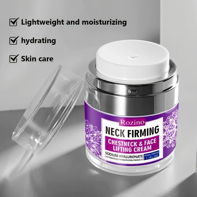 Rozino Neck Firming Cream - Lightweight Moisturizing Hydrating Formula for Firm Neck Chest & Face - Daily Moisture Enhancer - 50ml