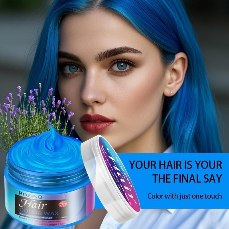 ROZINO One-Touch Blue Hair Wax Easy Color-Changing Define Exclusive Hair Color Haircare Flexible Hair Coloring Option