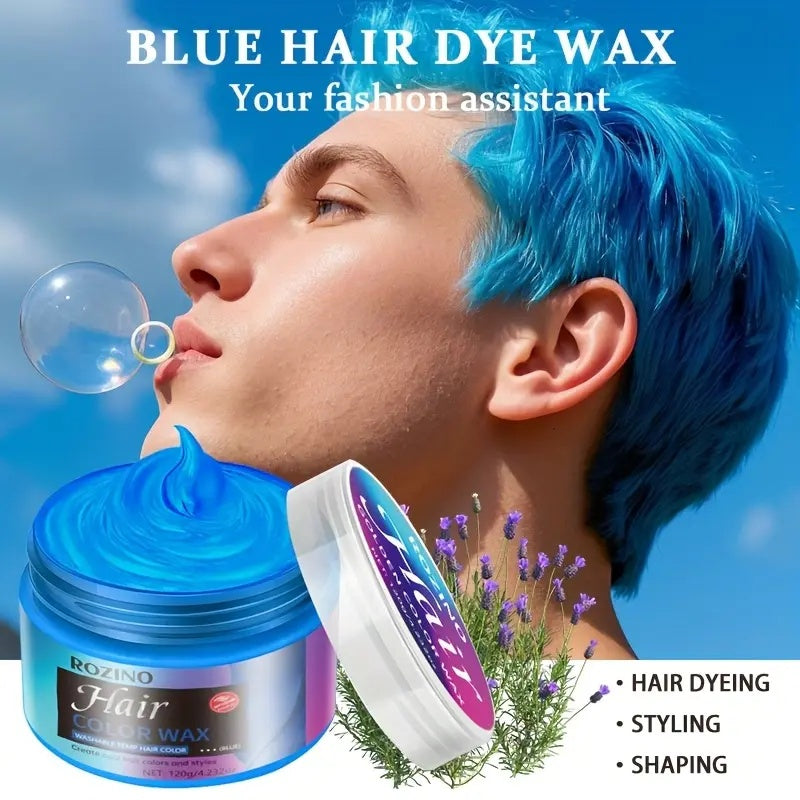 ROZINO One-Touch Blue Hair Wax Easy Color-Changing Define Exclusive Hair Color Haircare Flexible Hair Coloring Option