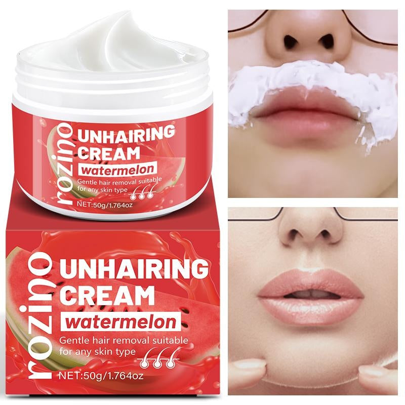 Rozino Watermelon Unhairing Cream Gentle Hair Removal for Arms Legs Chest & Pubic Area Painless Flawless Results for All Skin Types 50g
