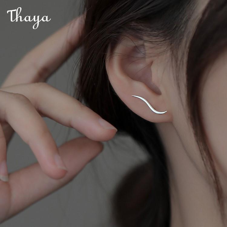 Thaya 925 Silver Sleek Wave Line Earrings