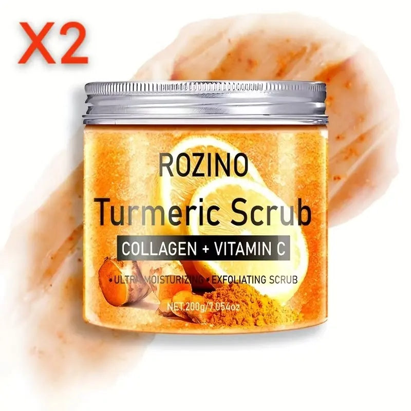 Ultra - Moisturizing & Exfoliating! Rozino Turmeric Scrub, Boosted by Collagen & Vitamin C