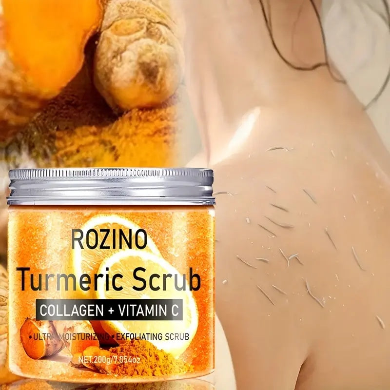 Ultra - Moisturizing & Exfoliating! Rozino Turmeric Scrub, Boosted by Collagen & Vitamin C