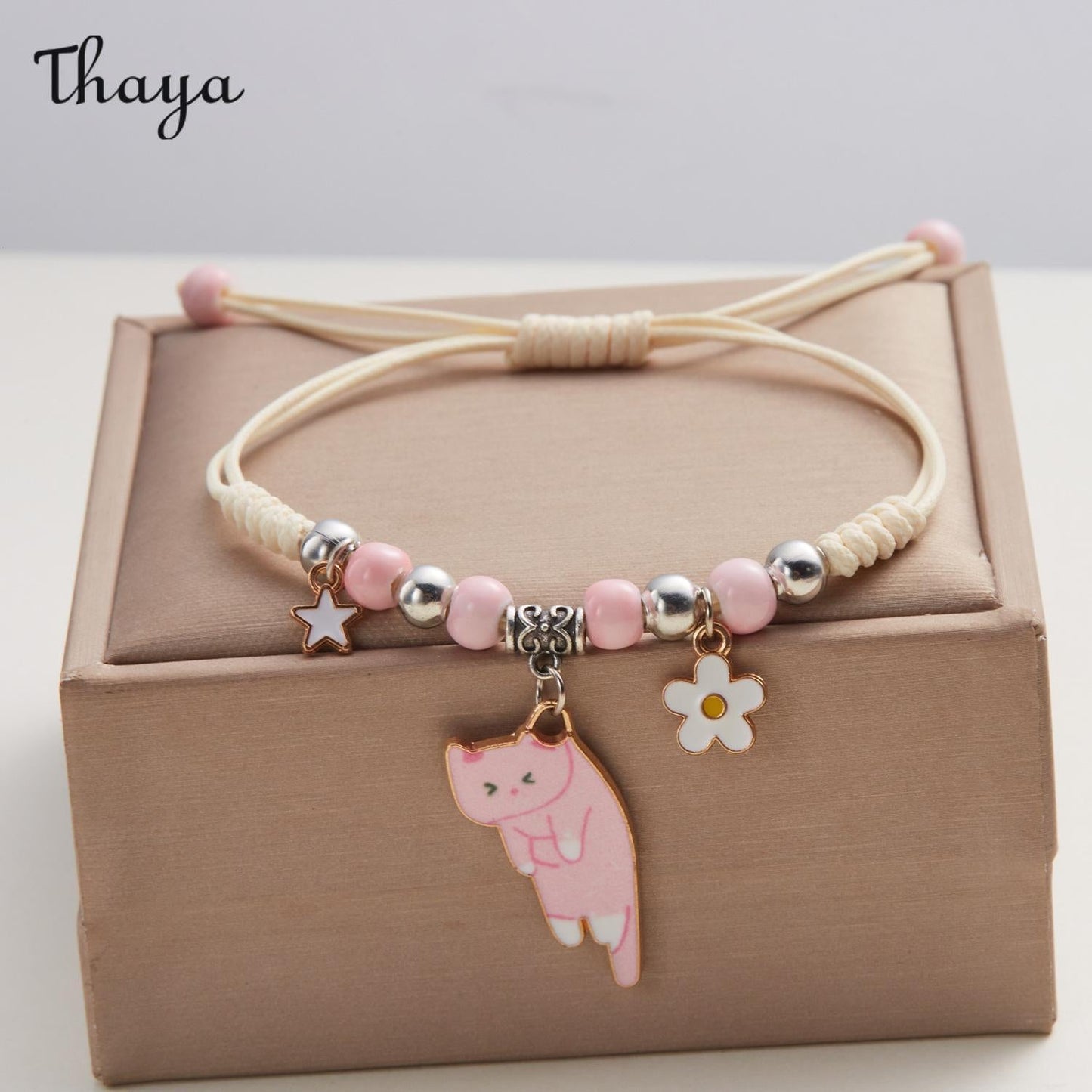 Thaya Chic Lazy Cat Braided Bracelet