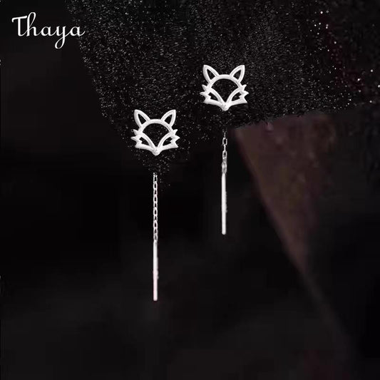Thaya 999 Silver Fox Tail Earrings