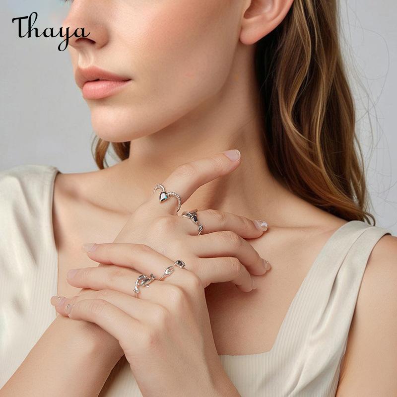 Thaya S925 Silver Zodiac Sign Opening Rings
