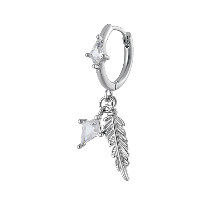 Thaya Feather Dangle Hoop Earrings