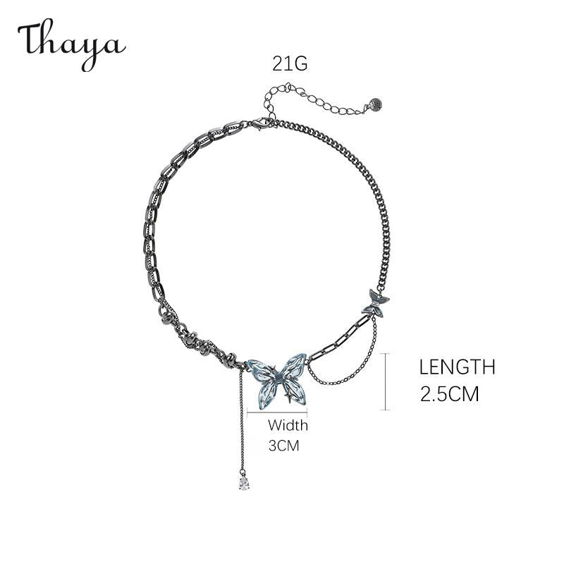 Thaya Dark Blue Butterfly Jewelry Set